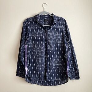 J. Crew Blue Patterned Stripe Long Sleeve Collared Button Tunic 8